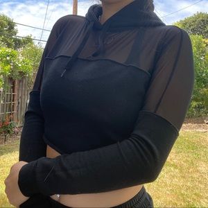 MISGUIDED CROPPED MESH SWEATSHIRT